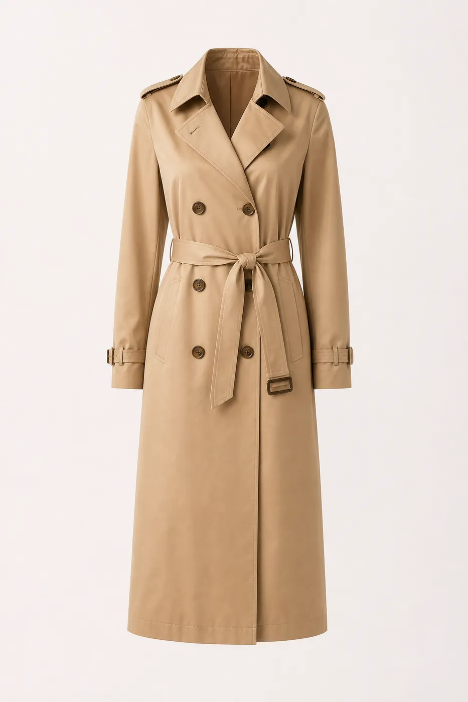 Iconique Trench Long en Coton Enduit Muse